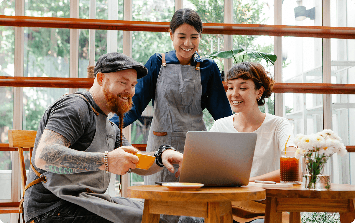 Couple dining at a local restaurant enjoying their meal